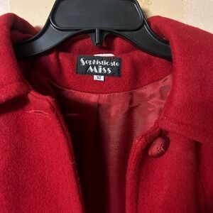 Petite Sophisticate Vibrant Red Pea Coat